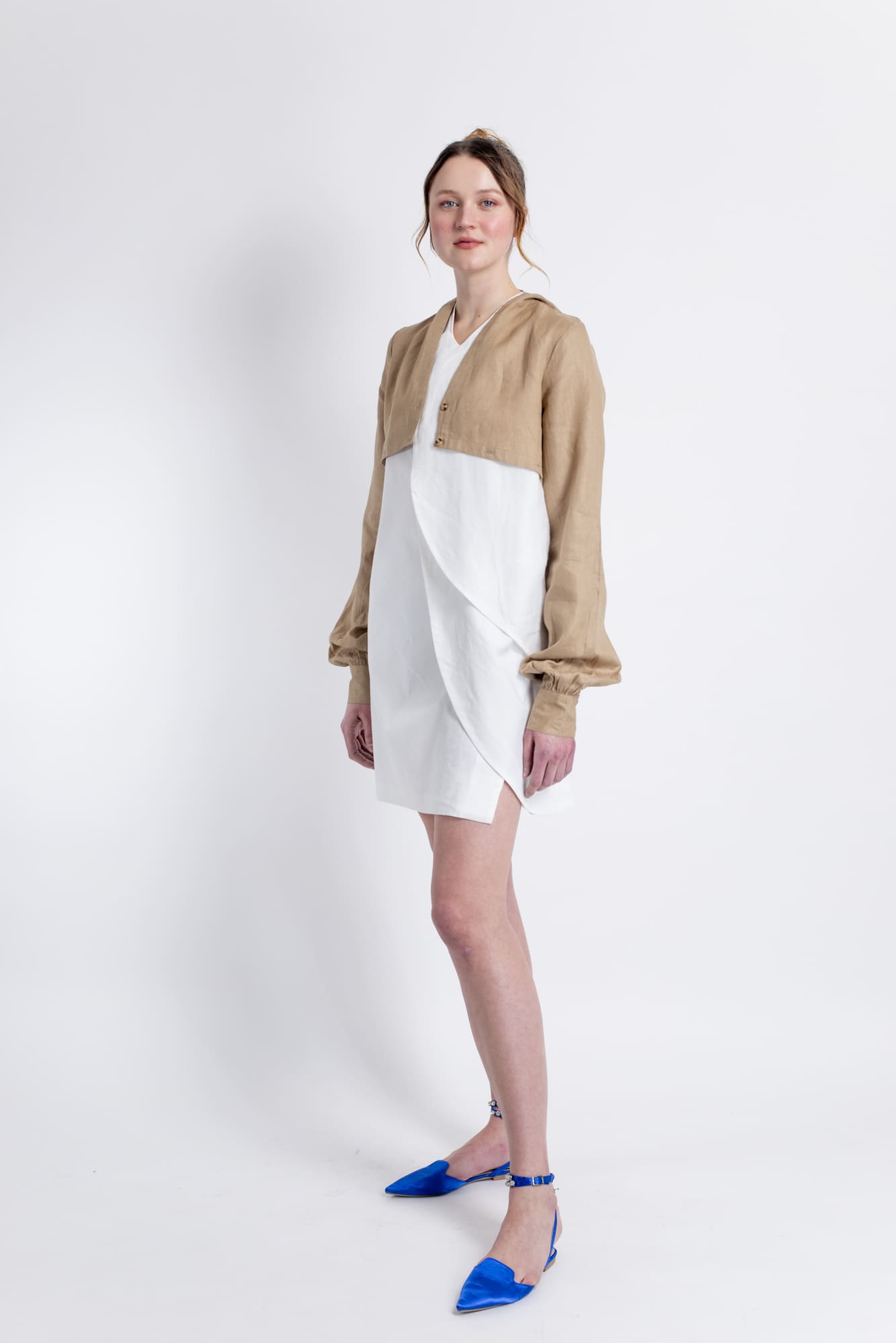 Linen Bolero with Gathered Sleeves